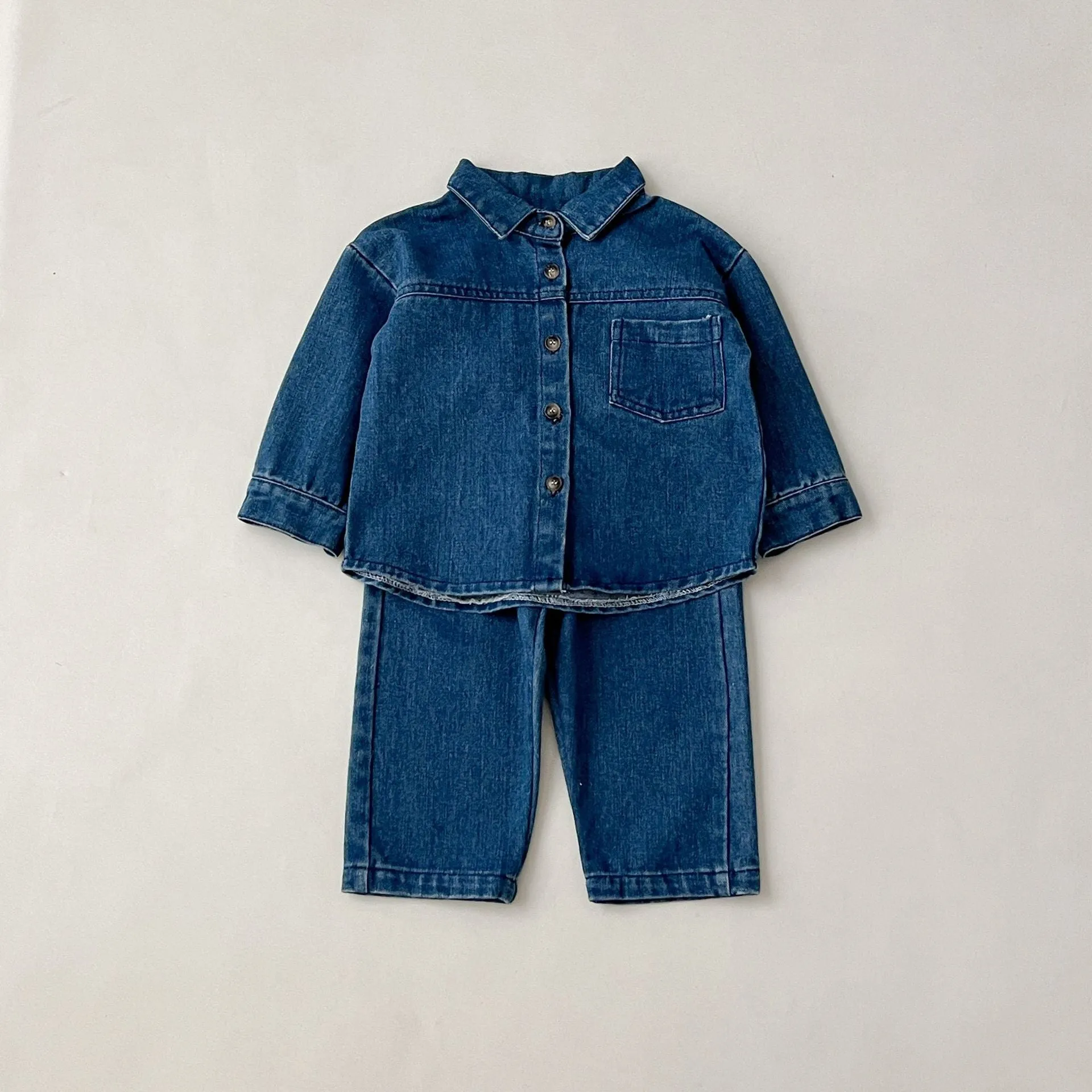 2 Pieces Set Baby Kid Girls Boys Solid Color Jackets Outwears And Jeans Wholesale 23113057