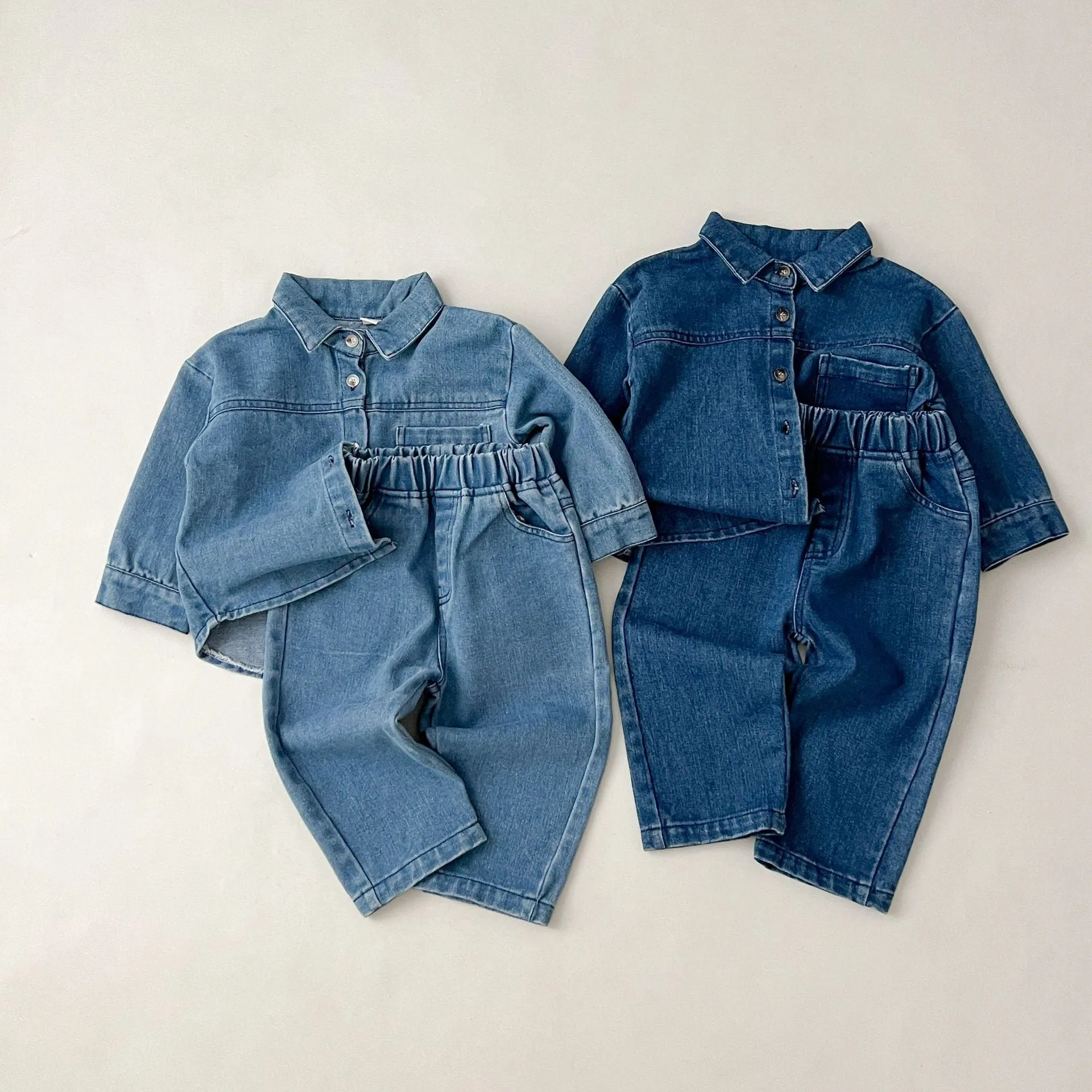 2 Pieces Set Baby Kid Girls Boys Solid Color Jackets Outwears And Jeans Wholesale 23113057