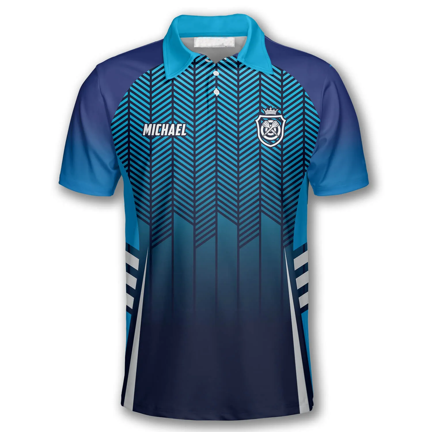 3D All Over Print Blue Gradient Sports Style Custom Dart Polo Shirts for Men