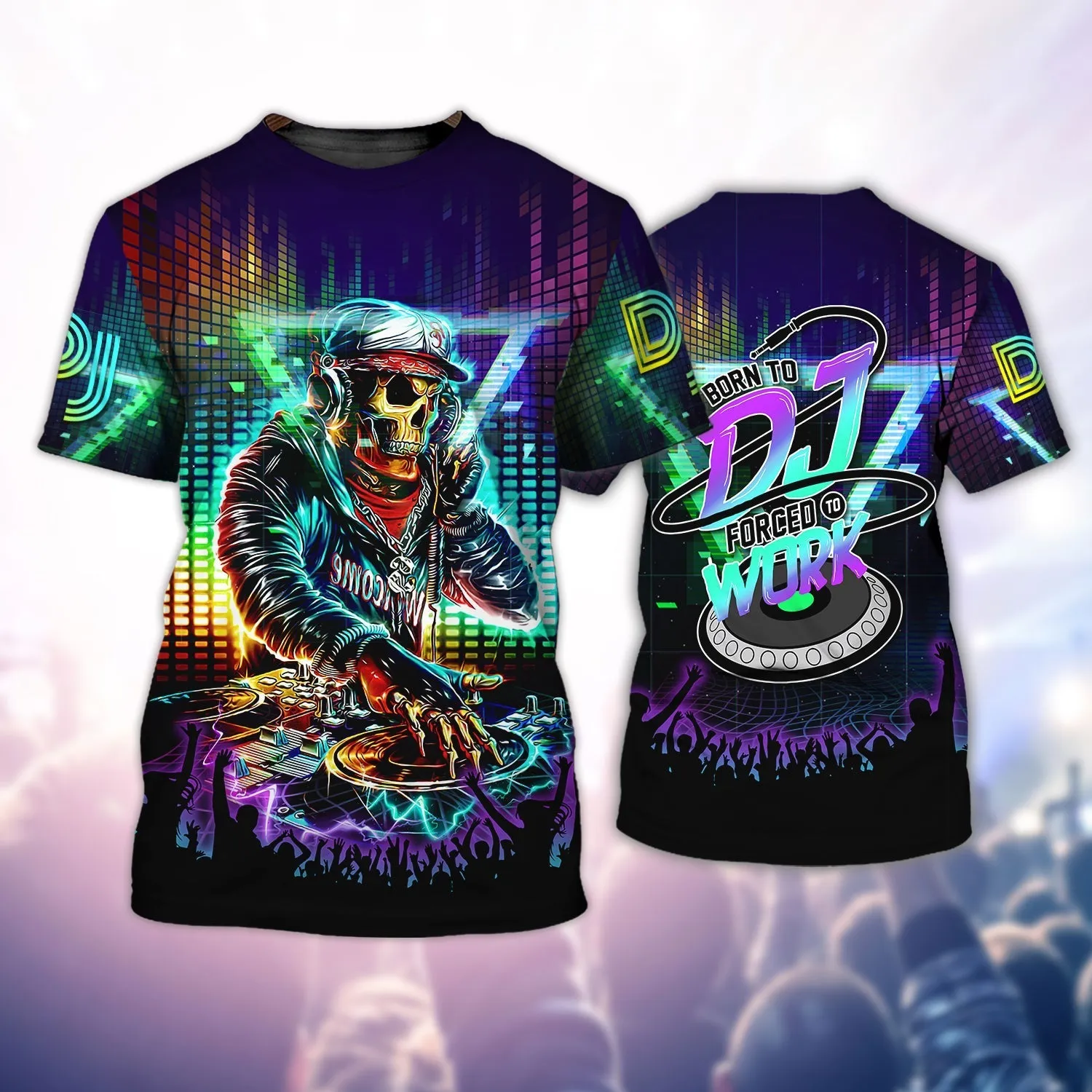 3D All Over Printed Dj T Shirt, Dj Shirt, Skull Dj Playing Music Shirts