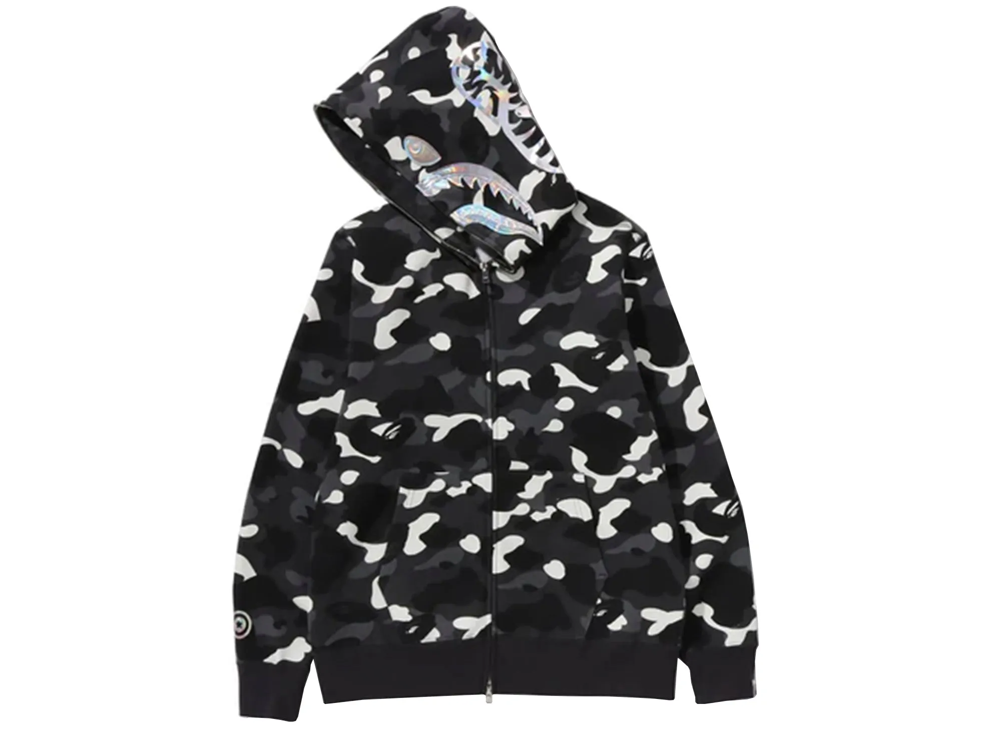 A Bathing Ape City Camo Shark Full Zip Hoodie in Black xld