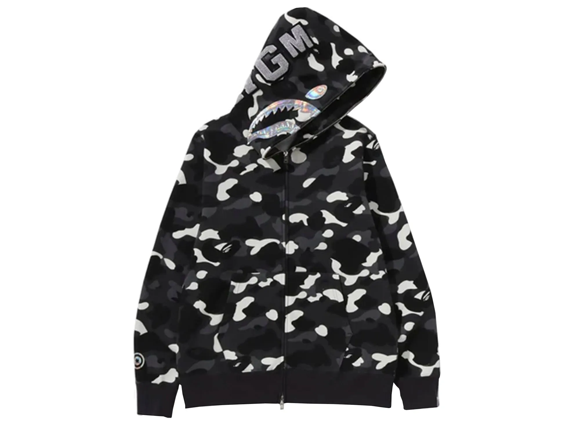 A Bathing Ape City Camo Shark Full Zip Hoodie in Black xld