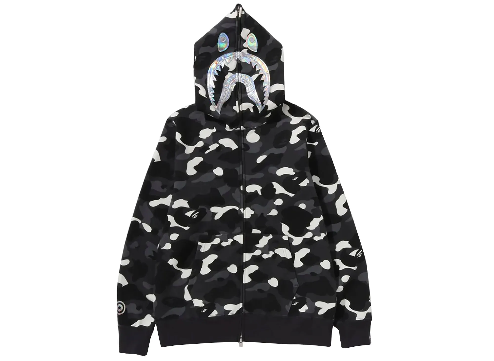 A Bathing Ape City Camo Shark Full Zip Hoodie in Black xld