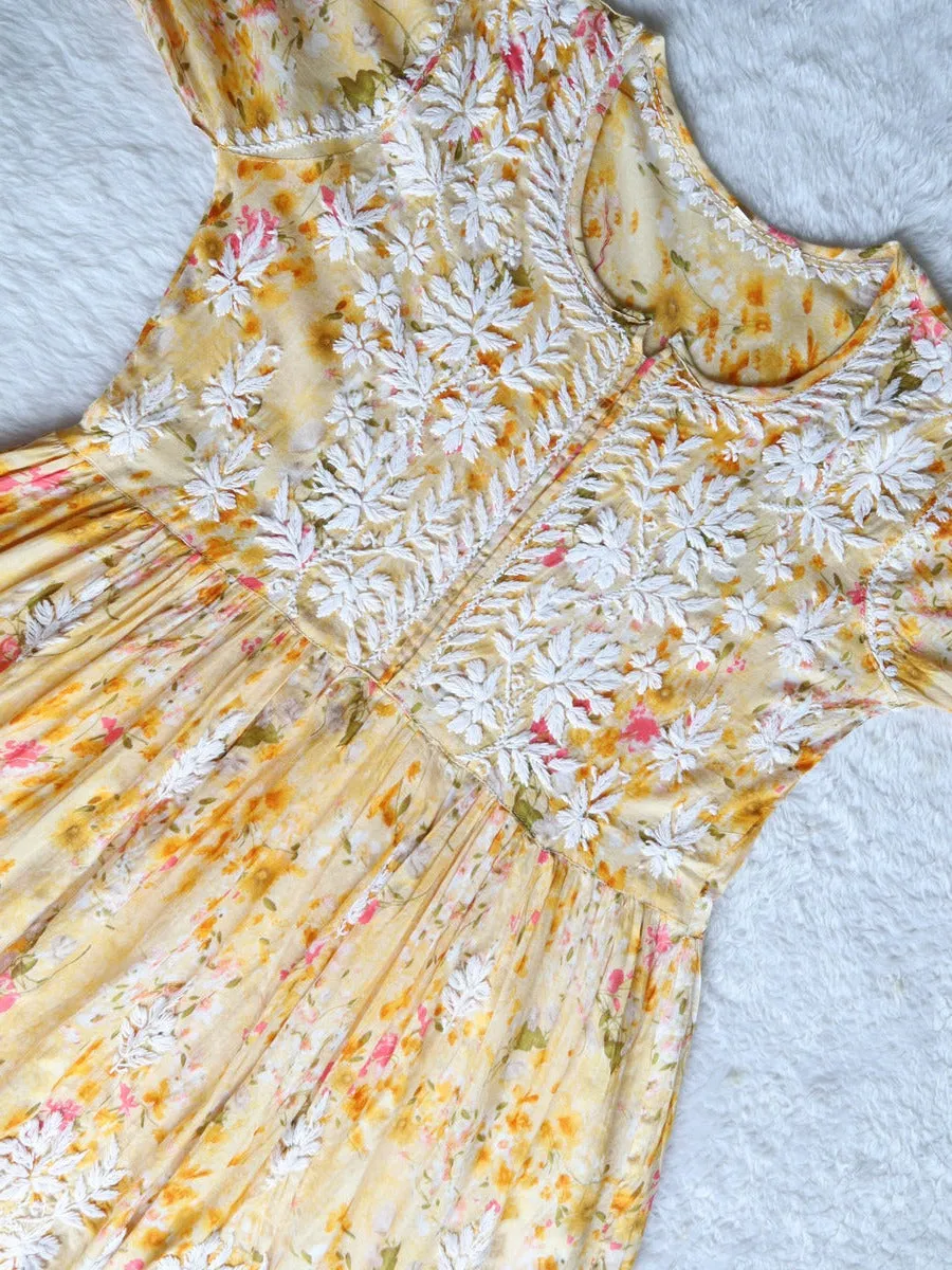 Adah Chikankari Mulmul Short Dress