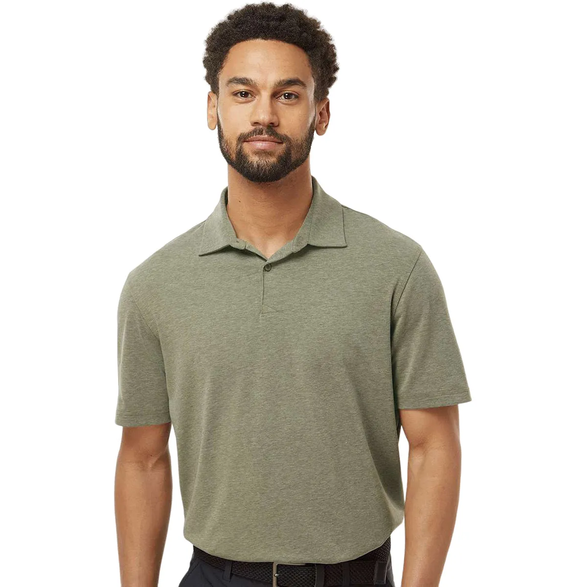 Adidas Men's Olive Strata Melange Blend Polo