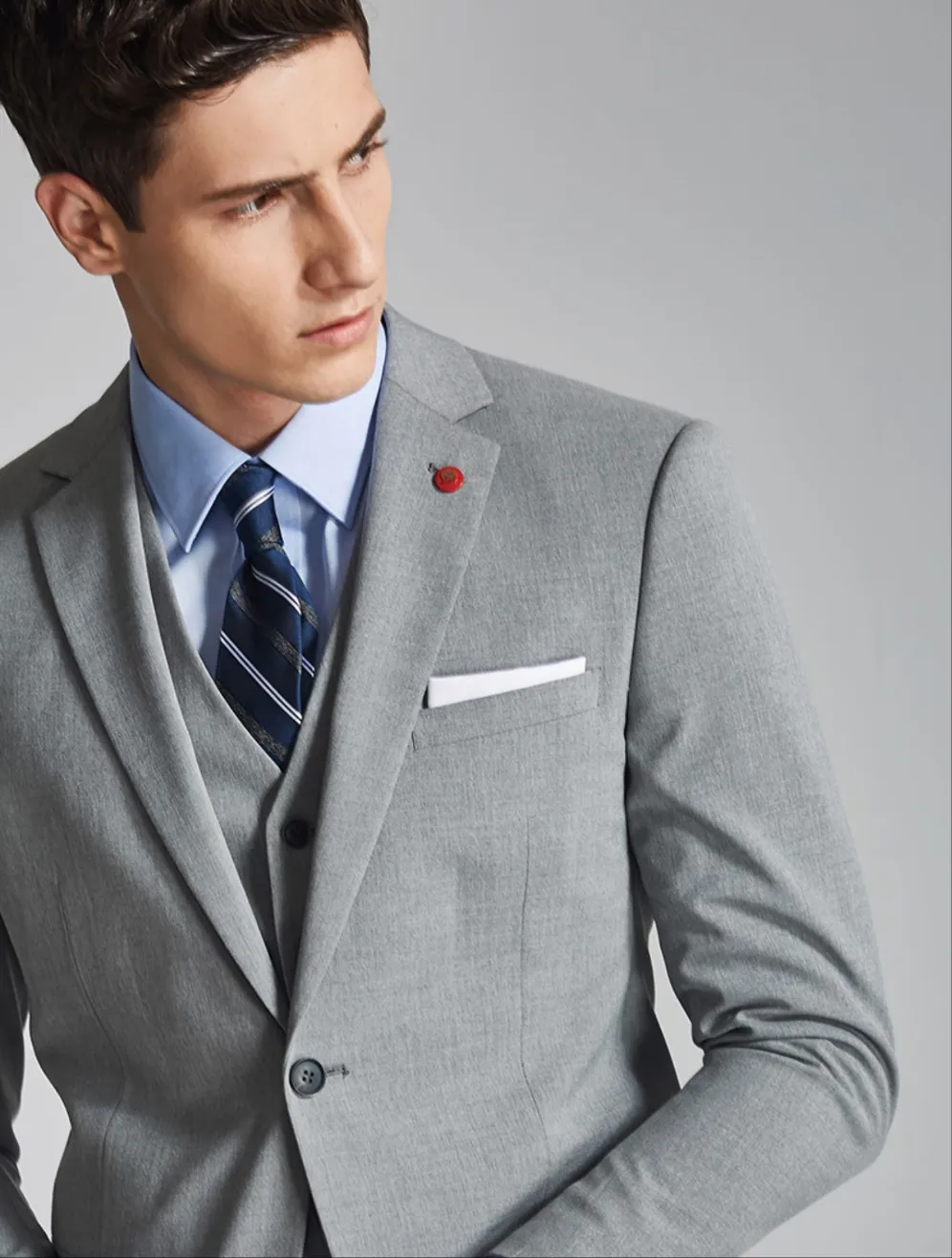 Anthony Groom Grey Suit, Vest, Pants (3 Piece)