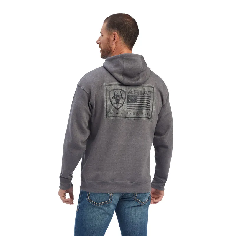 'Ariat' Men's ARIAT EST. 1993 Block Hoodie - Charcoal Grey Heather