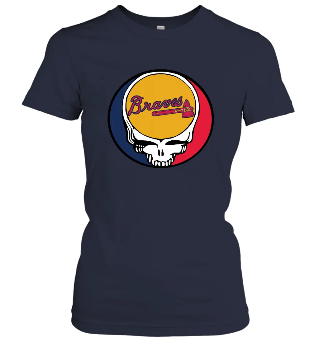 Atlanta Braves Grateful Dead Steal Your Face Baseball Womens T-Shirt