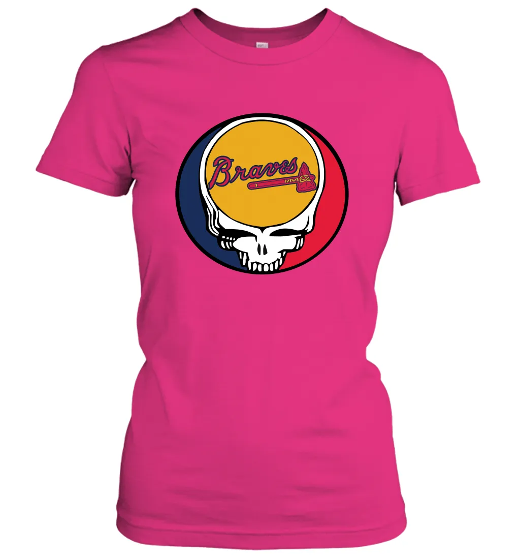 Atlanta Braves Grateful Dead Steal Your Face Baseball Womens T-Shirt