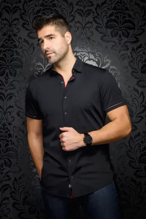 Au Noir Stretch Short Sleeve Shirt | Divenere Olive