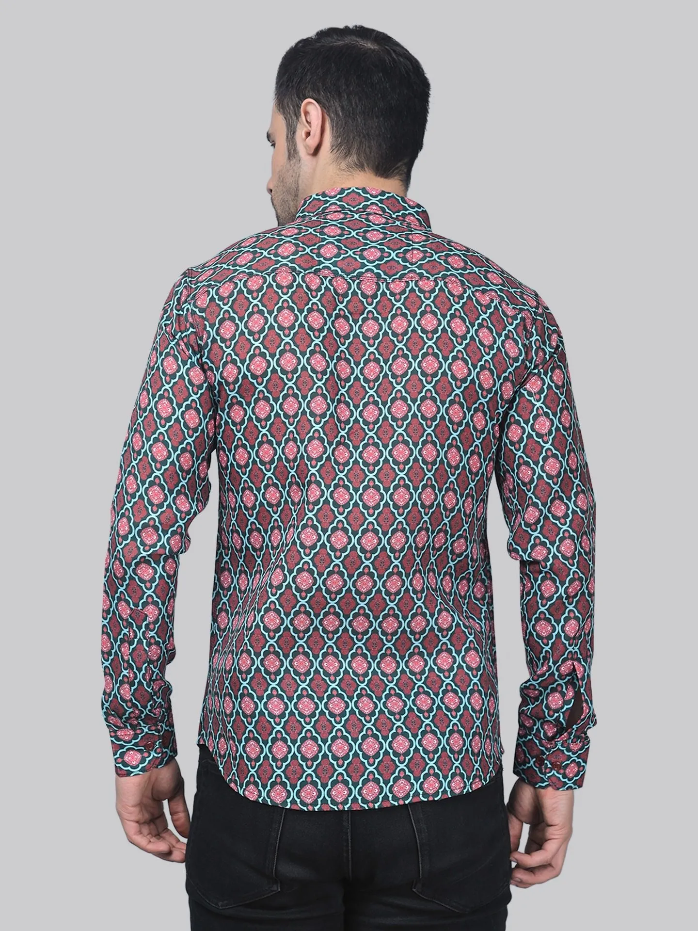 Avant-garde Men's Printed Full Sleeve Cotton Button-Up Shirt for Men