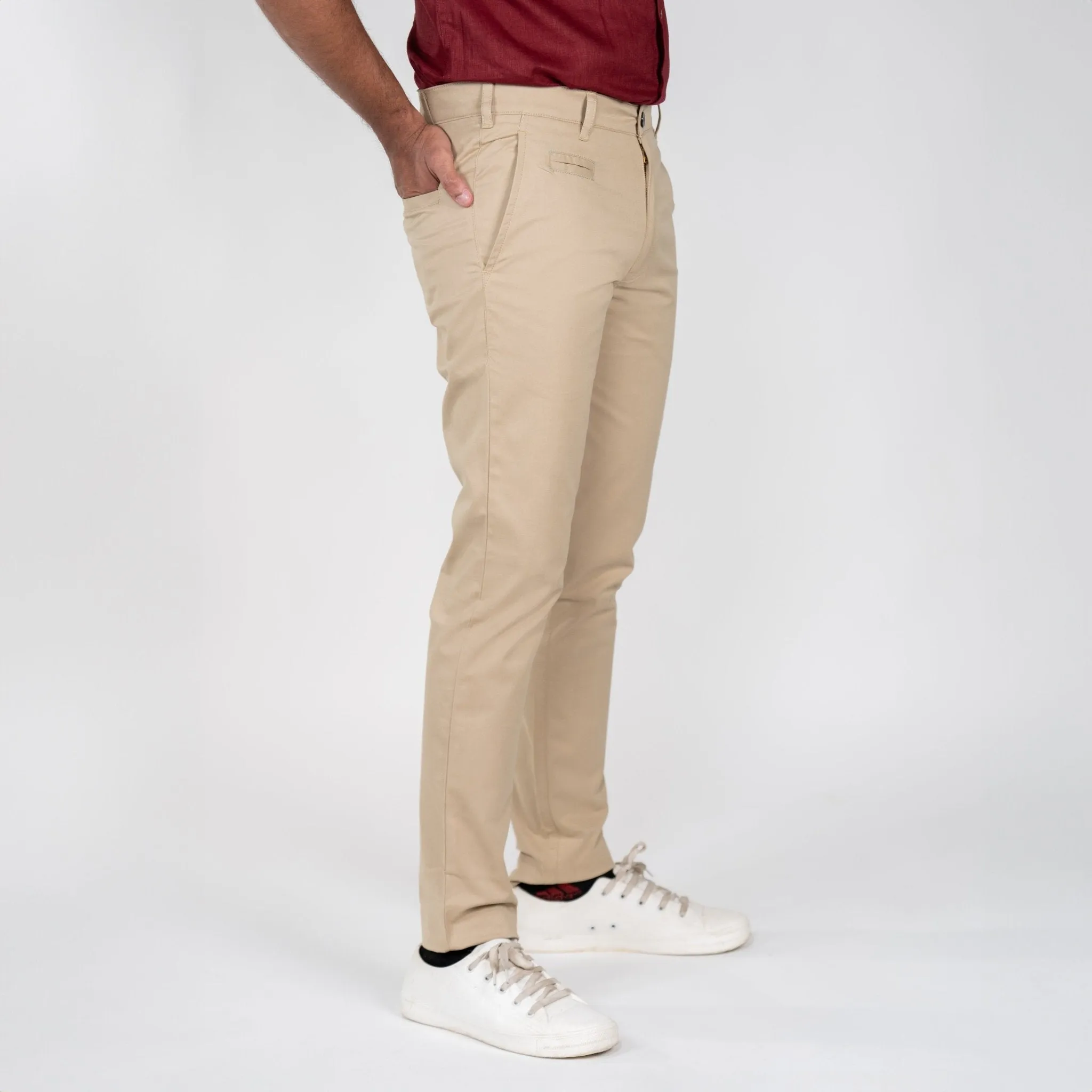 Beige Color Cotton Trouser Pants for Men