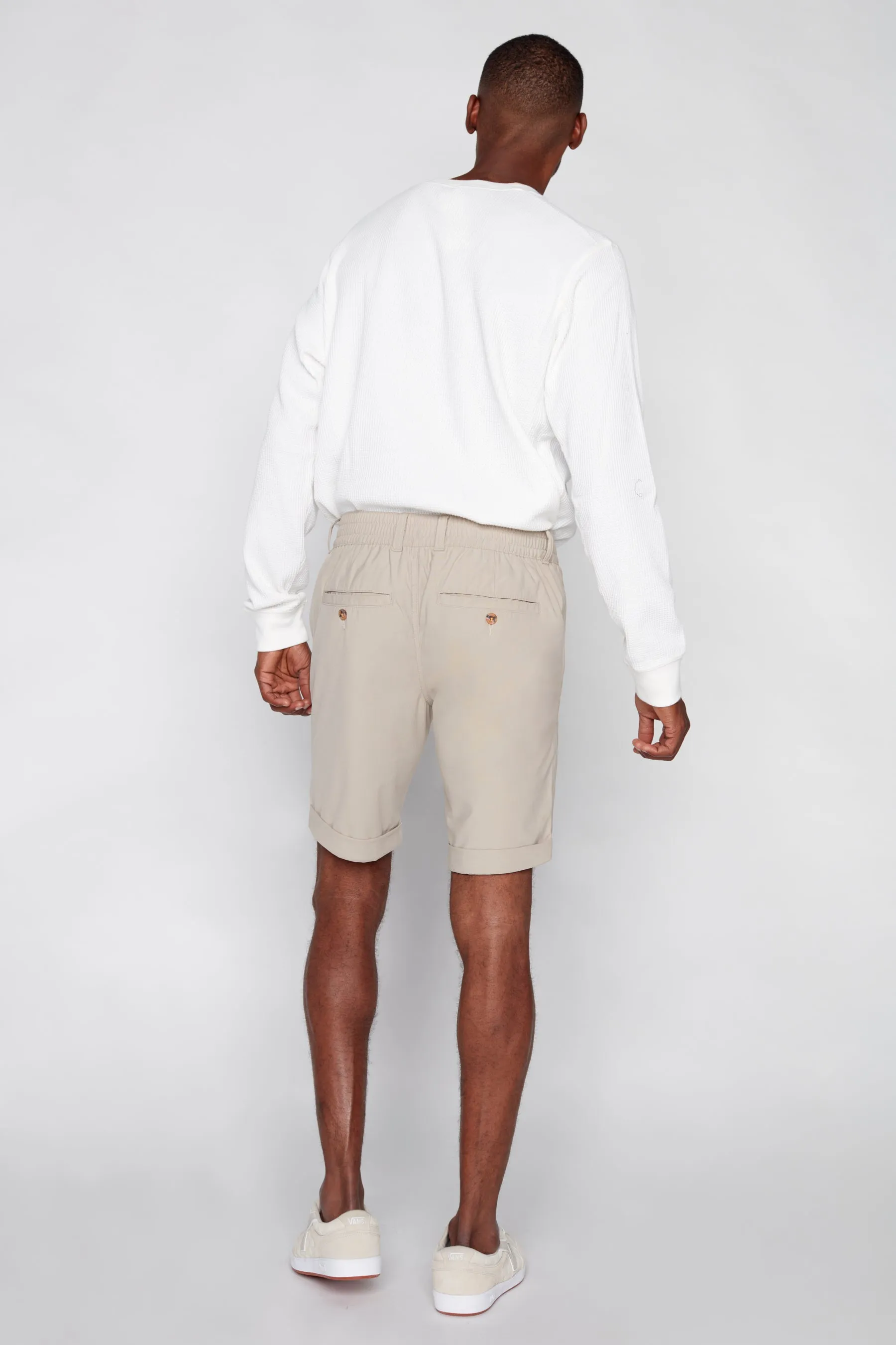 BILLY - Elastic Waist Roll Up Shorts - Sage