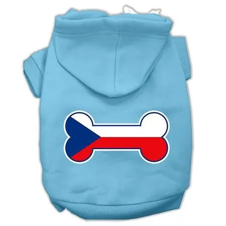 Bone Shaped Czech Republic Flag Screen Print Pet Hoodies Baby Blue XXXL(20)