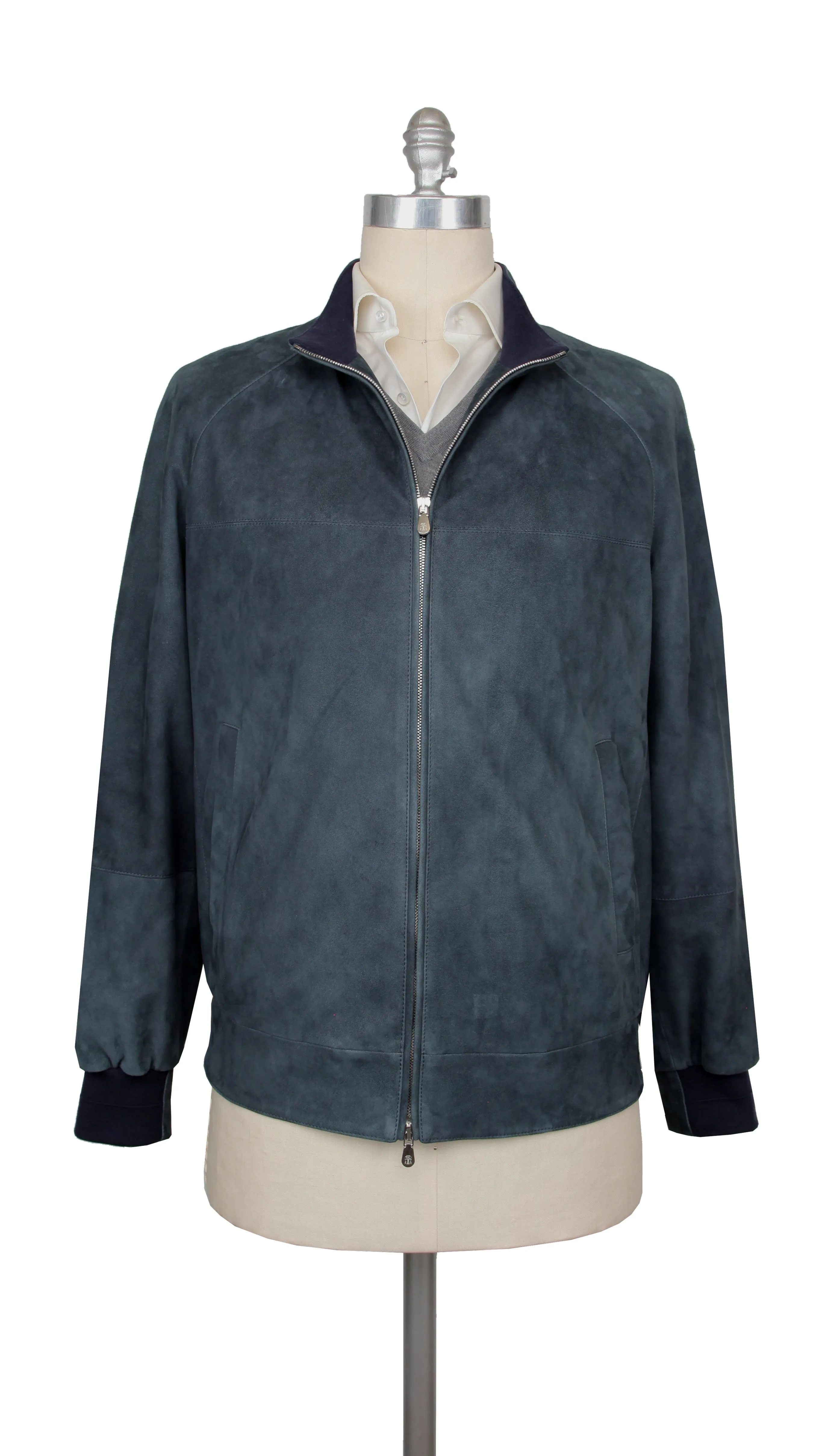 Brunello Cucinelli Blue Bomber Jacket