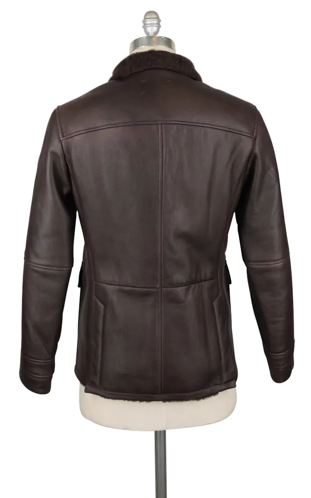 Brunello Cucinelli Dark Brown Sheepskin Leather Jacket