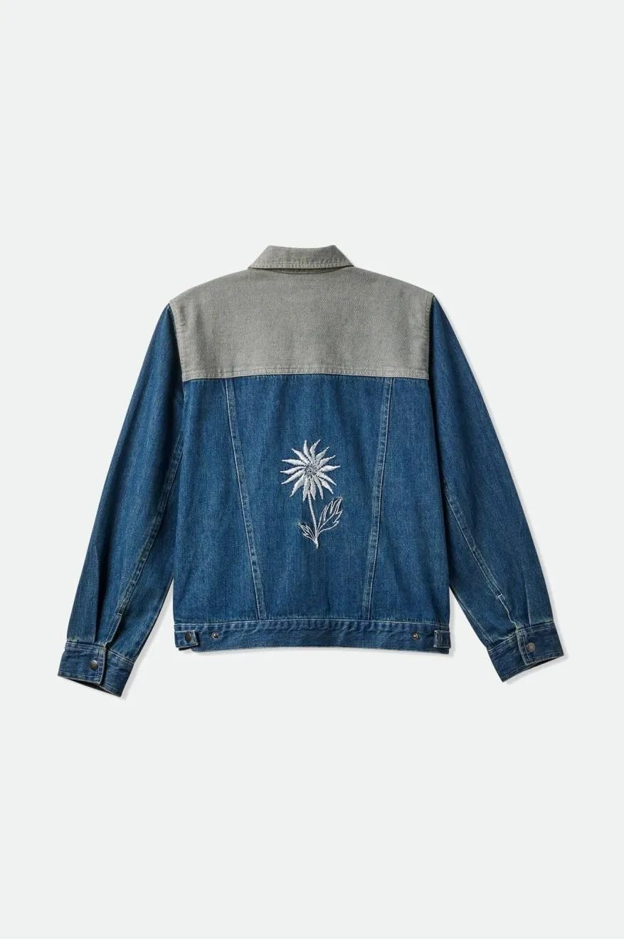 Cable Womens Embroidered Jacket - Two Tone Indigo