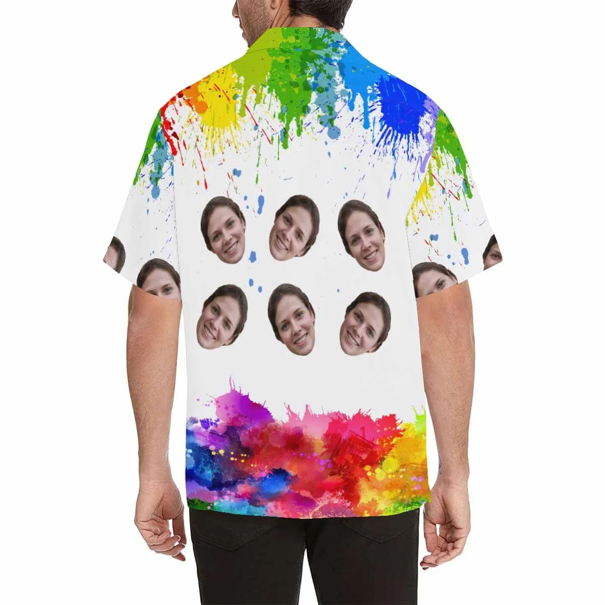 Custom Face Rainbow Men's All Over Print Hawaiian Shirt