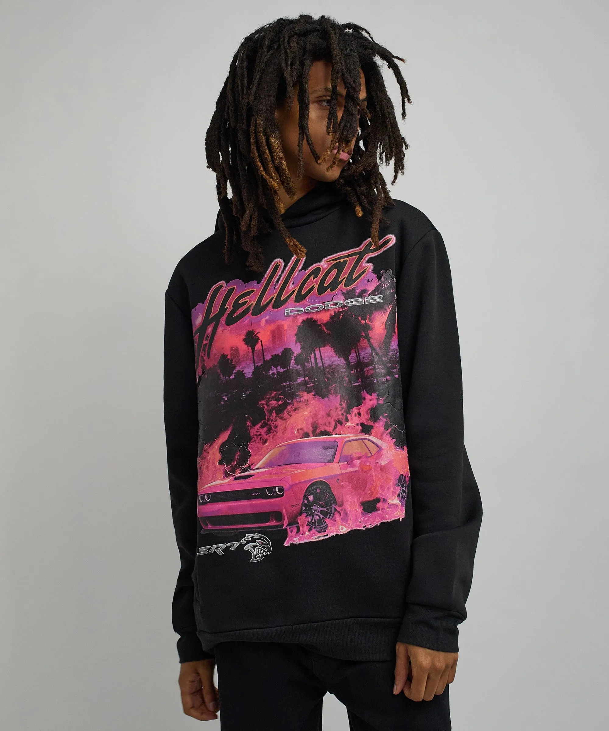 Dodge Hellcat Graphic Print Hoodie - Black