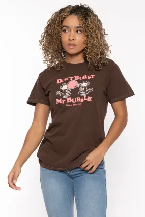 Don't Burst My Bubble - Bobby Jack Garment-Dyed Boyfriend T-Shirt - Brown