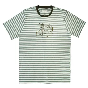 Fake News Striped Tee (Wte/Dark Olive) /D1