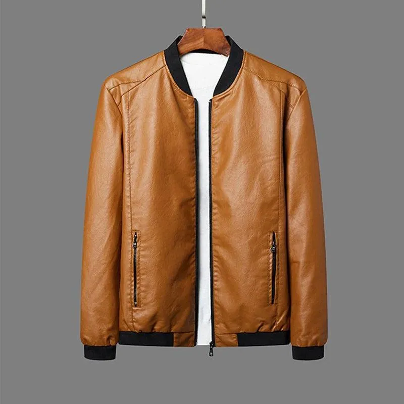 Jackets Men Brand Clothing PU Leather