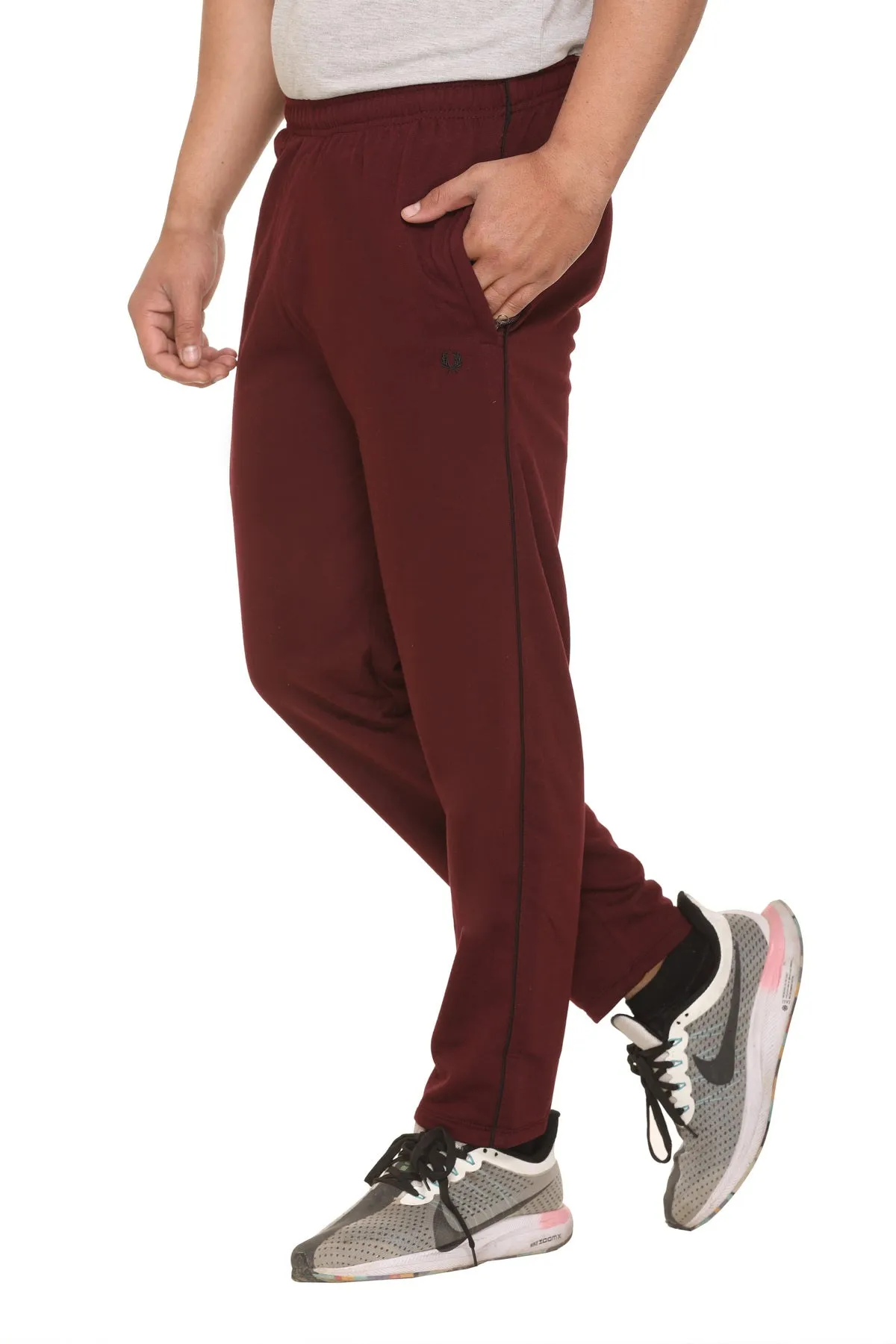 Jinxer Men Plus Size Winter Fleece Track Pants - Burgundy