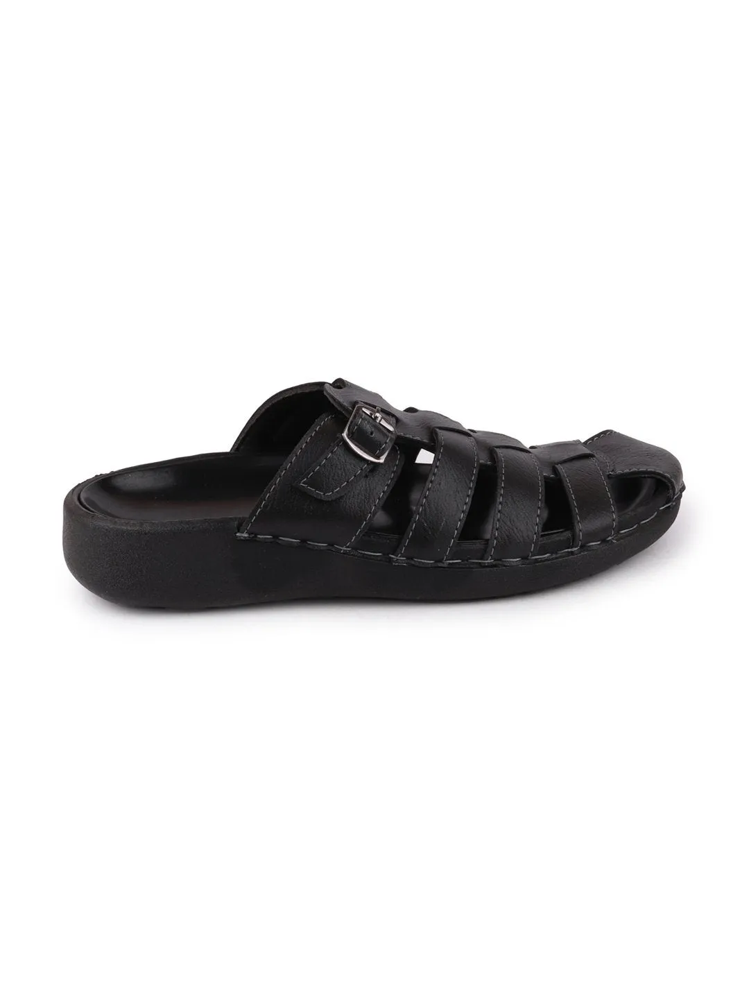 Men Black Casual Slip-On Fishermen Sandals