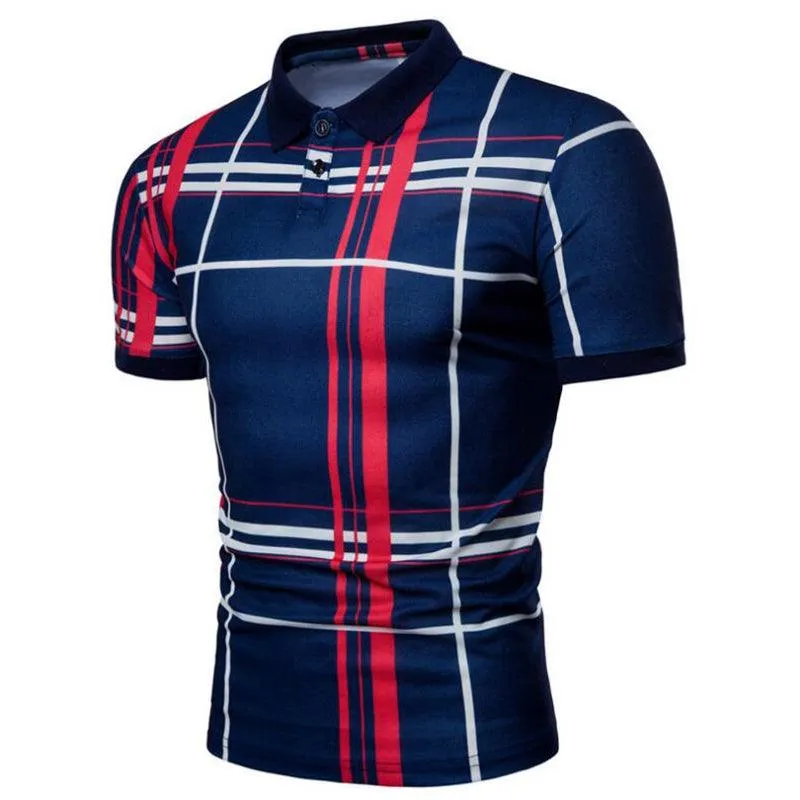 Men Casual Lattice Polo Shirt