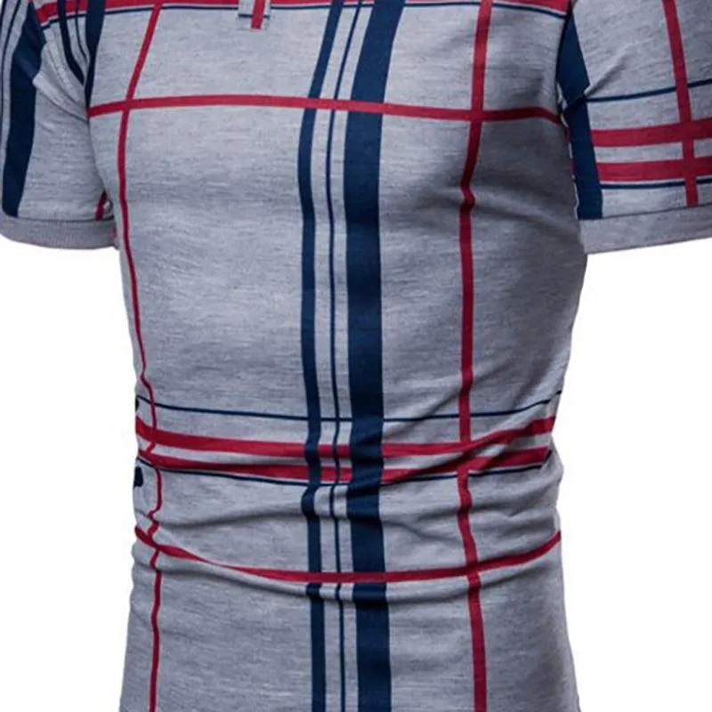 Men Casual Lattice Polo Shirt