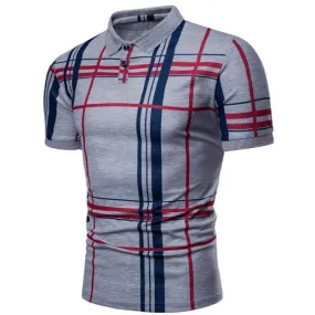 Men Casual Lattice Polo Shirt