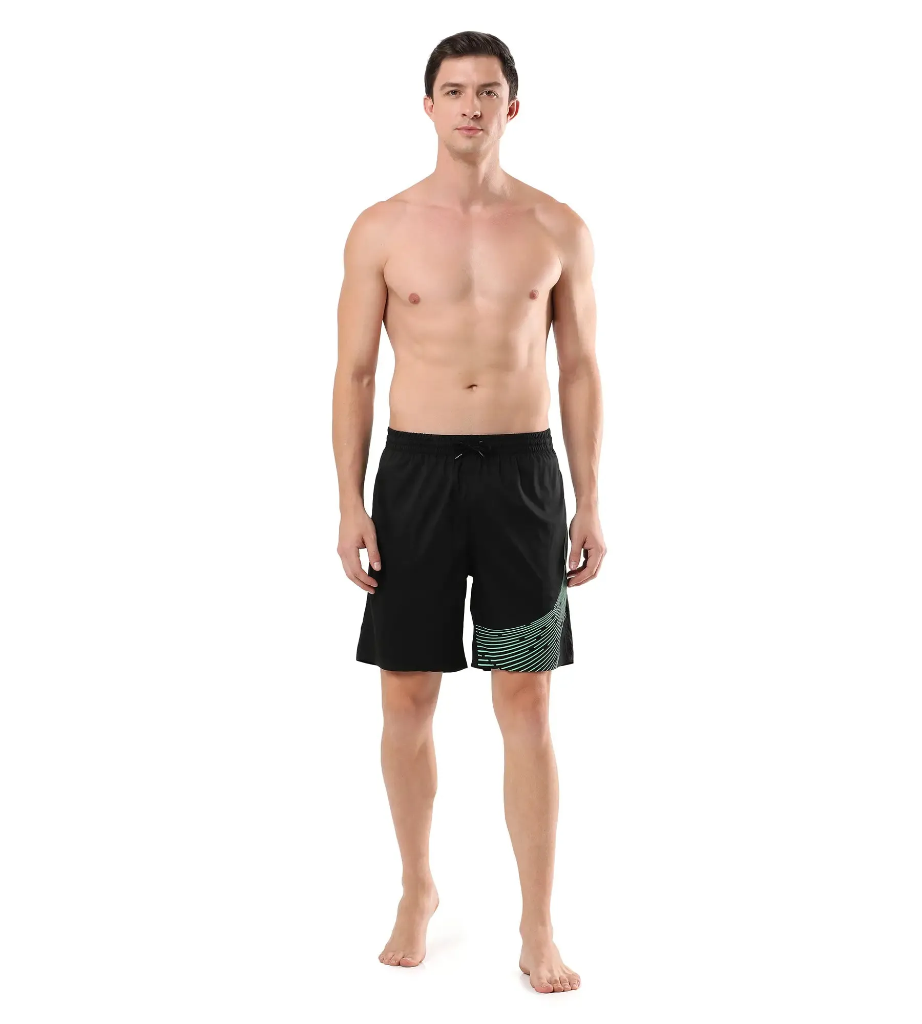 Men's Essential Medley Logo Printed Watershorts - Black  &  Harlequin Green