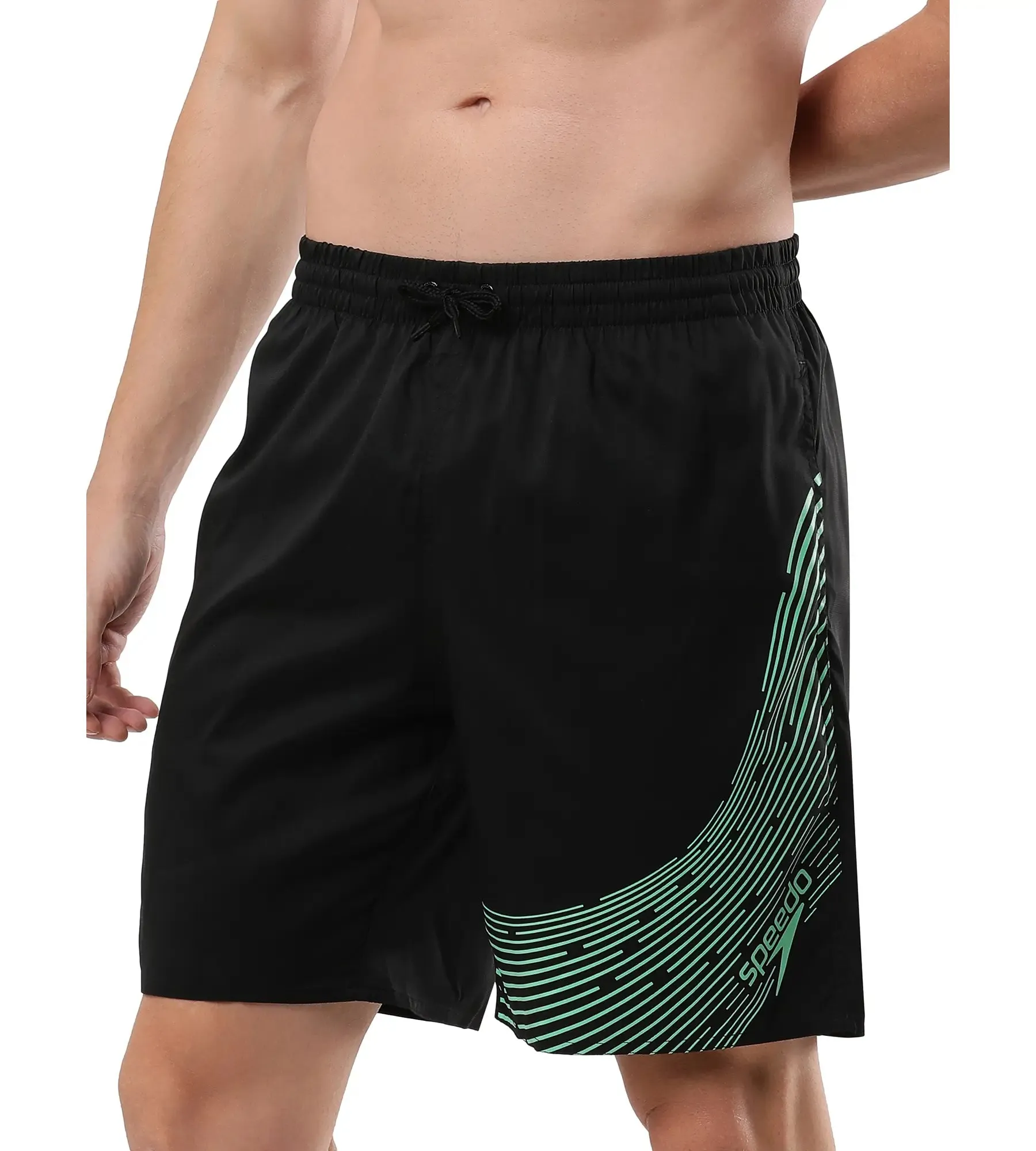 Men's Essential Medley Logo Printed Watershorts - Black  &  Harlequin Green