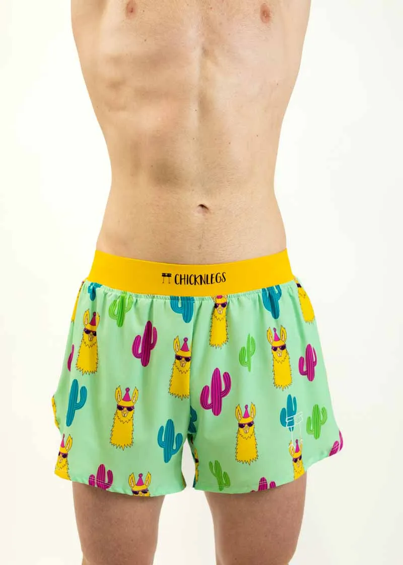 Men's Green Llamas 4" Half Split Shorts