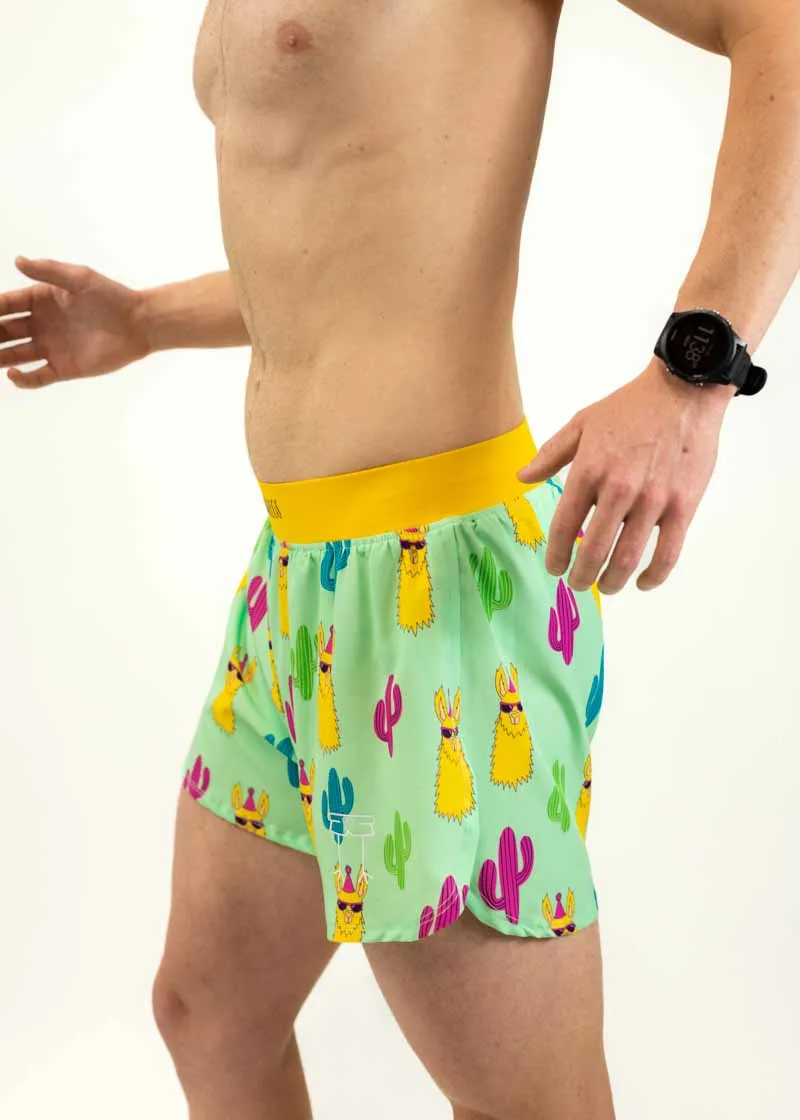 Men's Green Llamas 4" Half Split Shorts