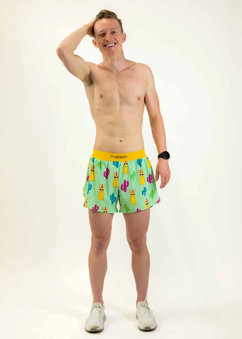 Men's Green Llamas 4" Half Split Shorts