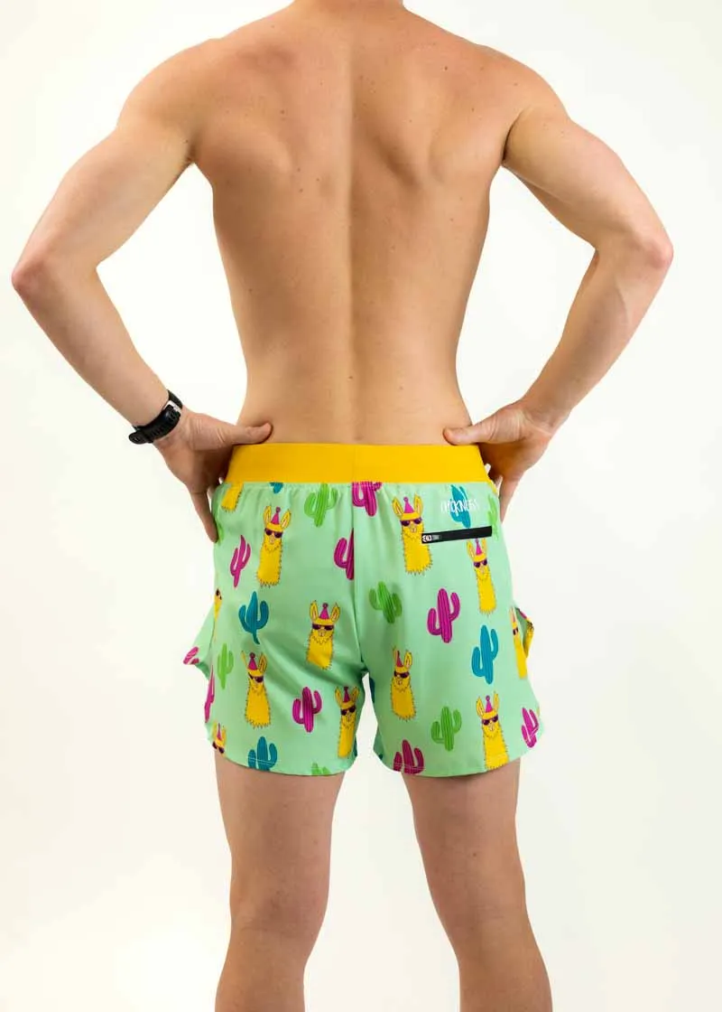 Men's Green Llamas 4" Half Split Shorts