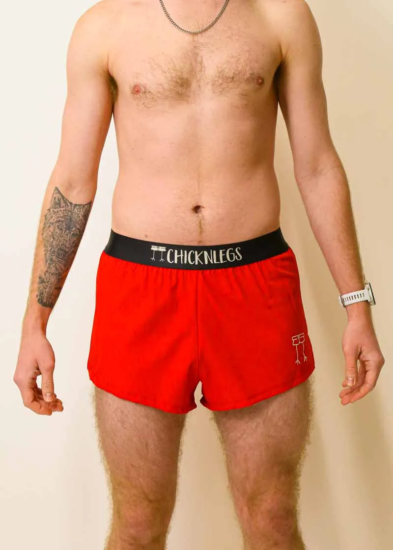 Men's Red 2" Split Shorts