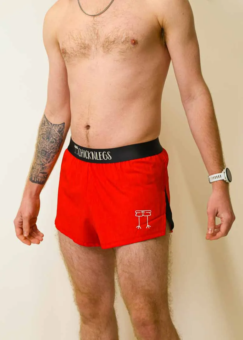 Men's Red 2" Split Shorts