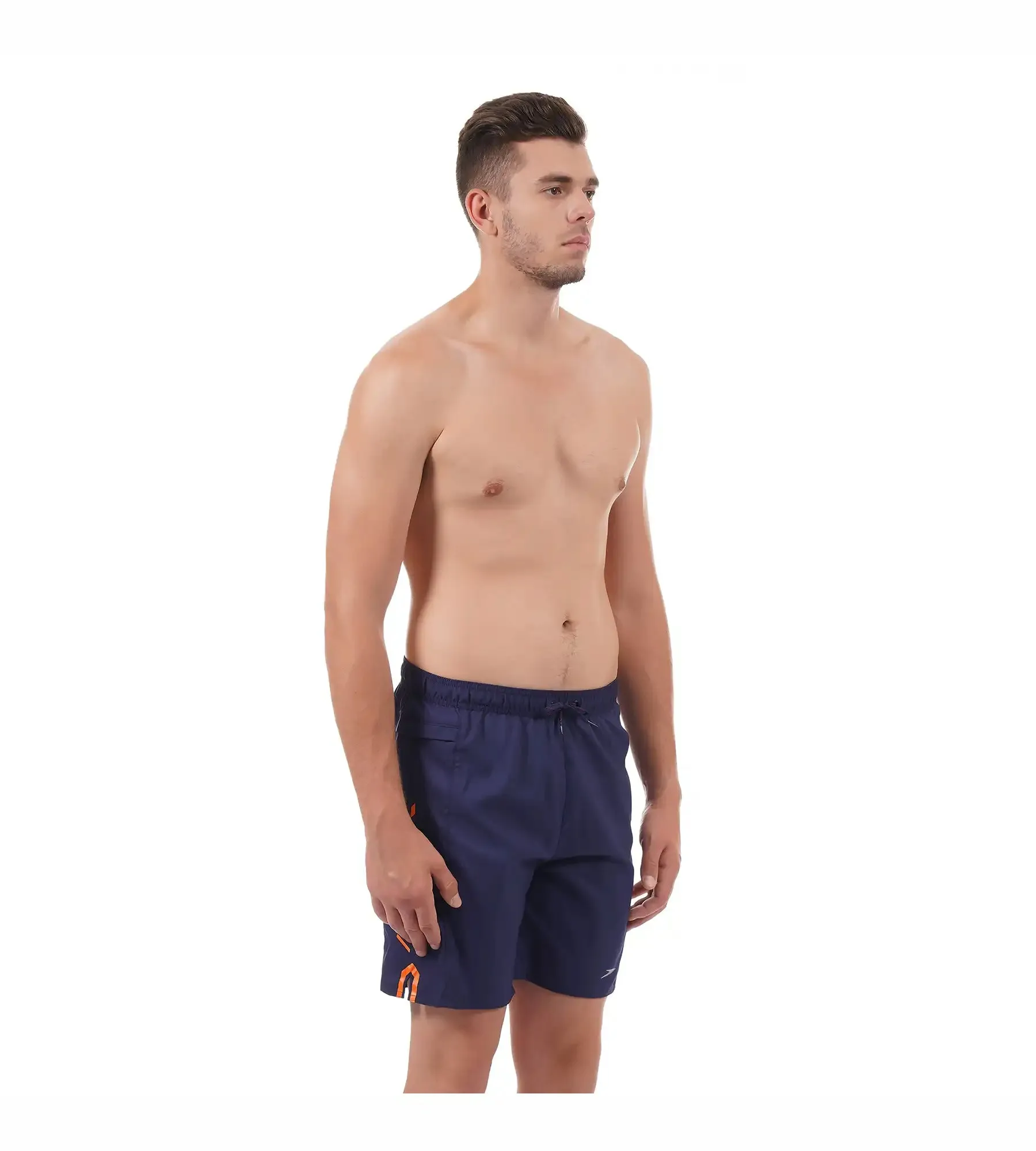 Men's Sports Printed' Watershorts - Navy  &  Pure Orange