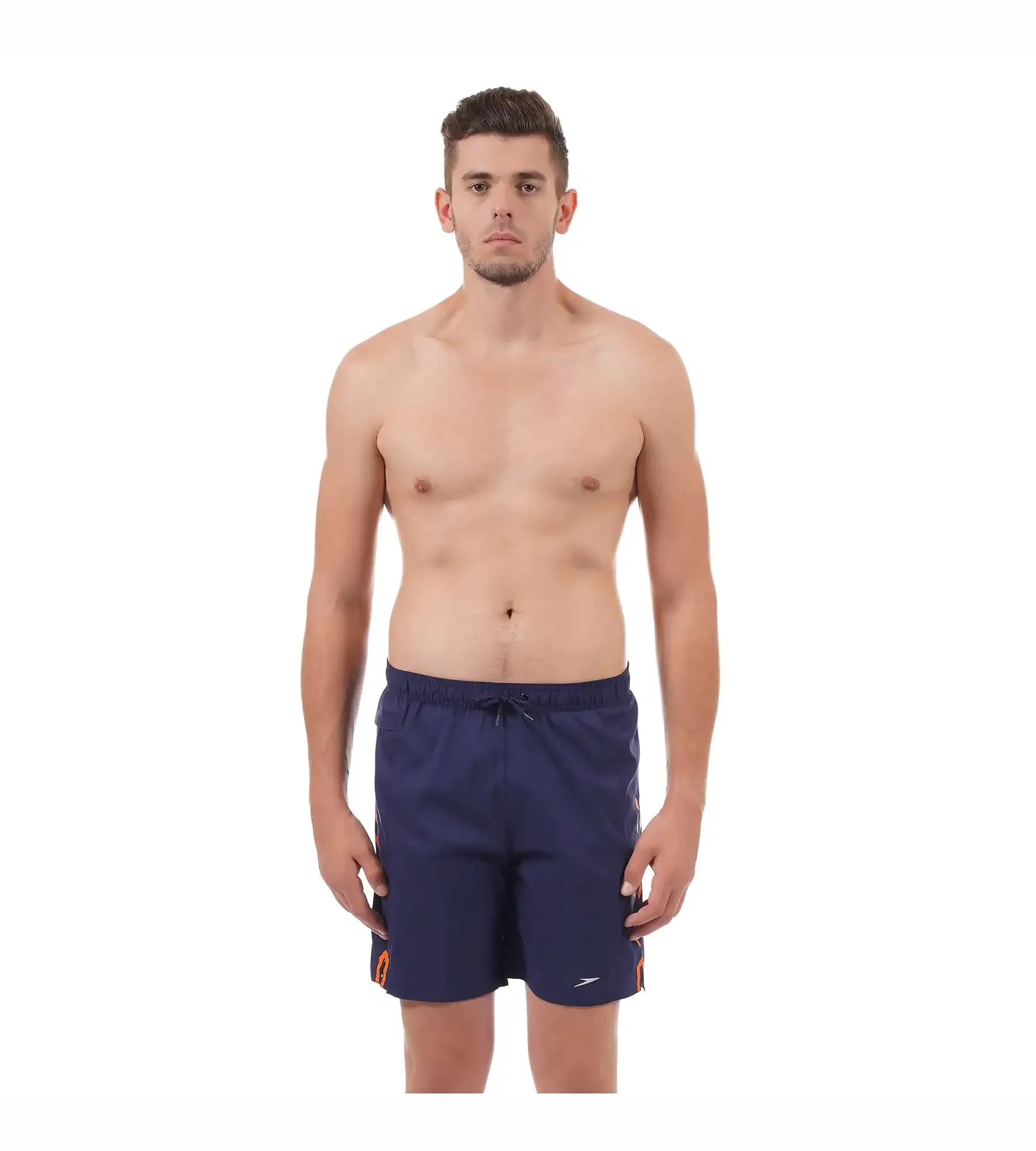 Men's Sports Printed' Watershorts - Navy  &  Pure Orange