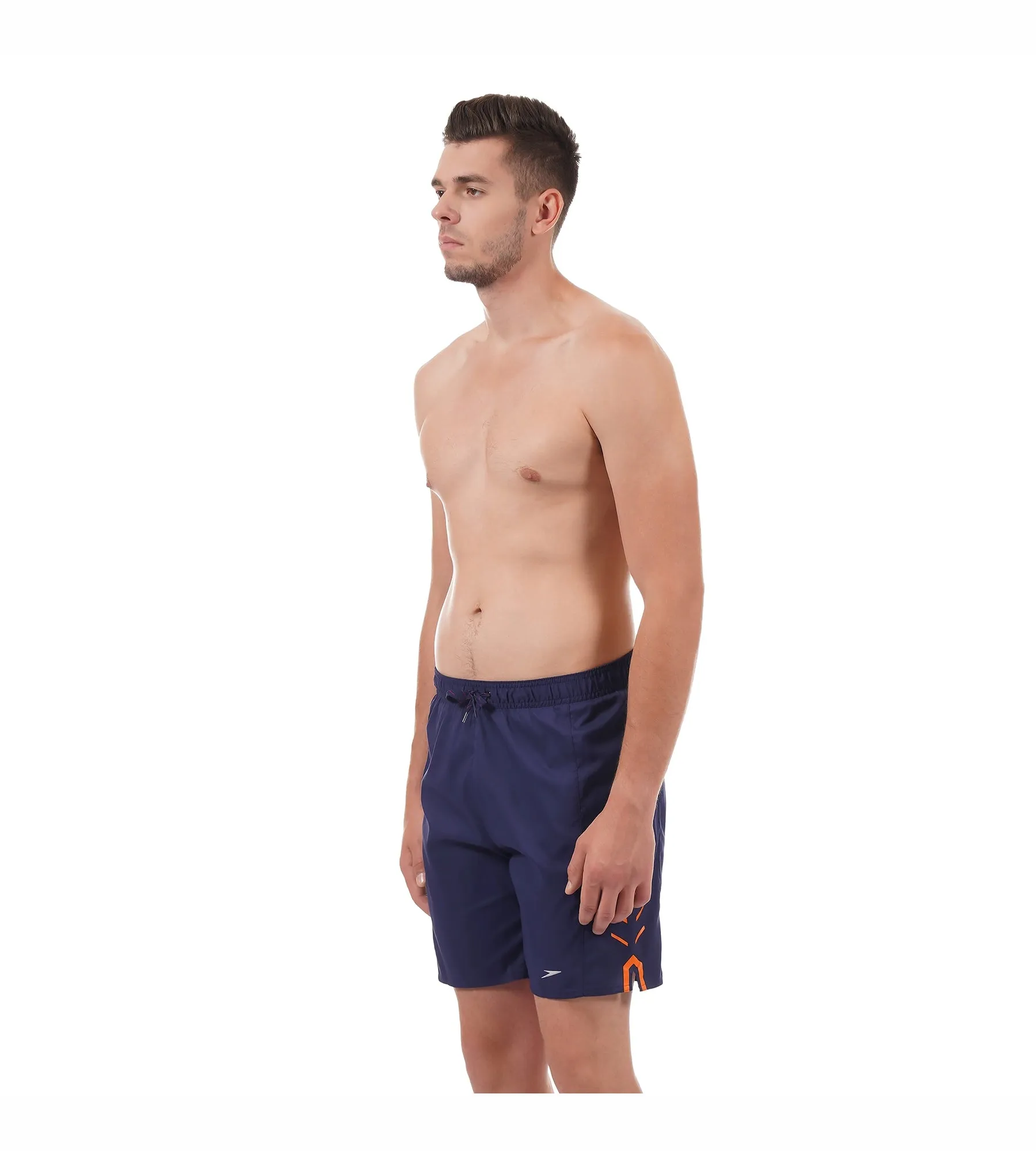 Men's Sports Printed' Watershorts - Navy  &  Pure Orange