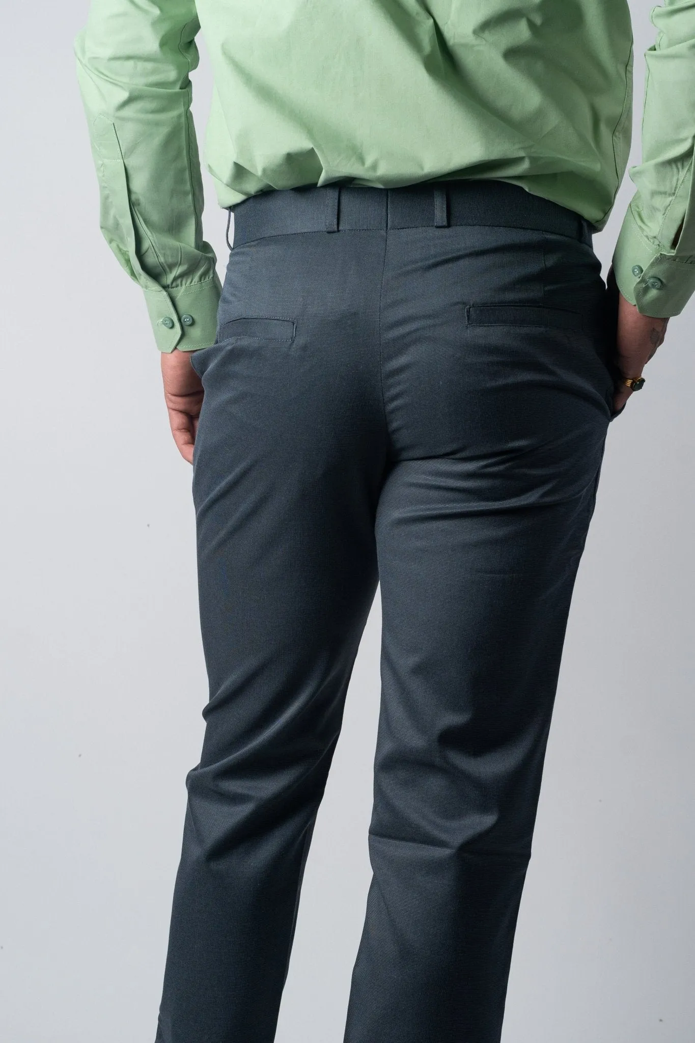 Metal Grey Color Blend Cotton Pant For Men