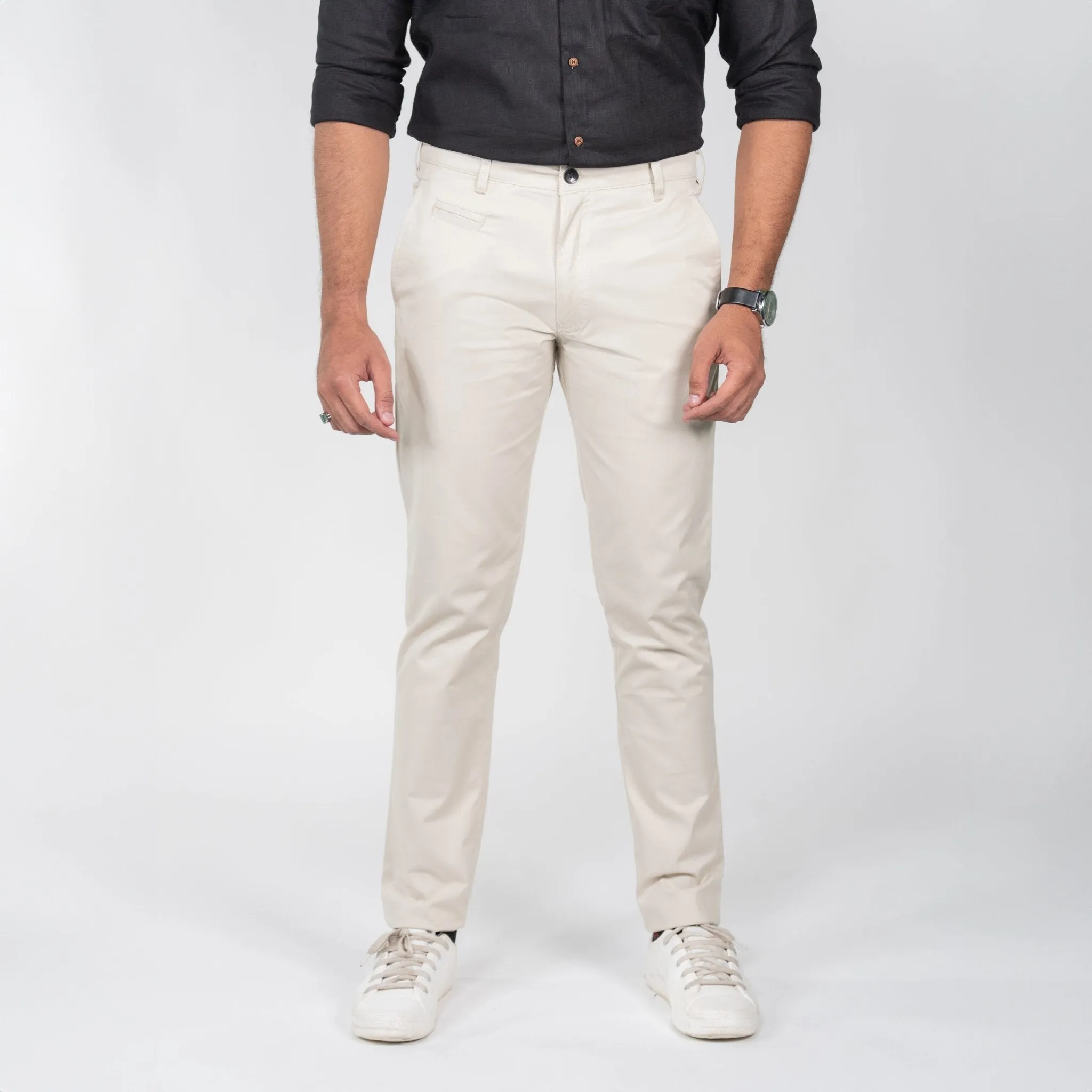 Off White Color Cotton Trouser Pants for Men