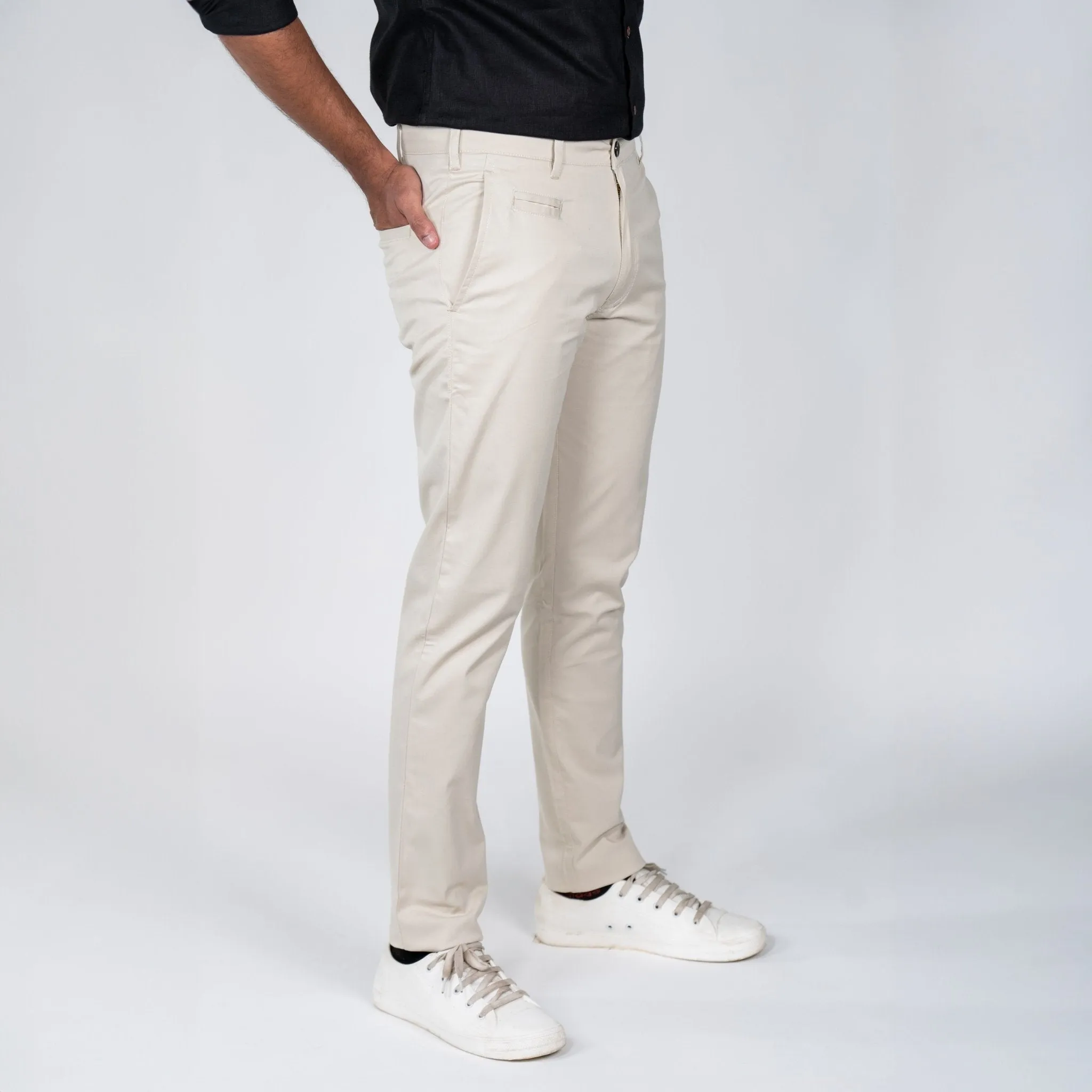 Off White Color Cotton Trouser Pants for Men