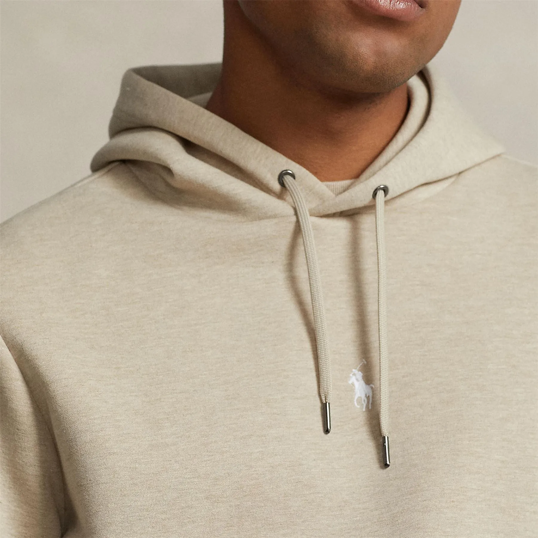 Polo Golf Double Knit Cotton Hoodie Sand Heather - AW23