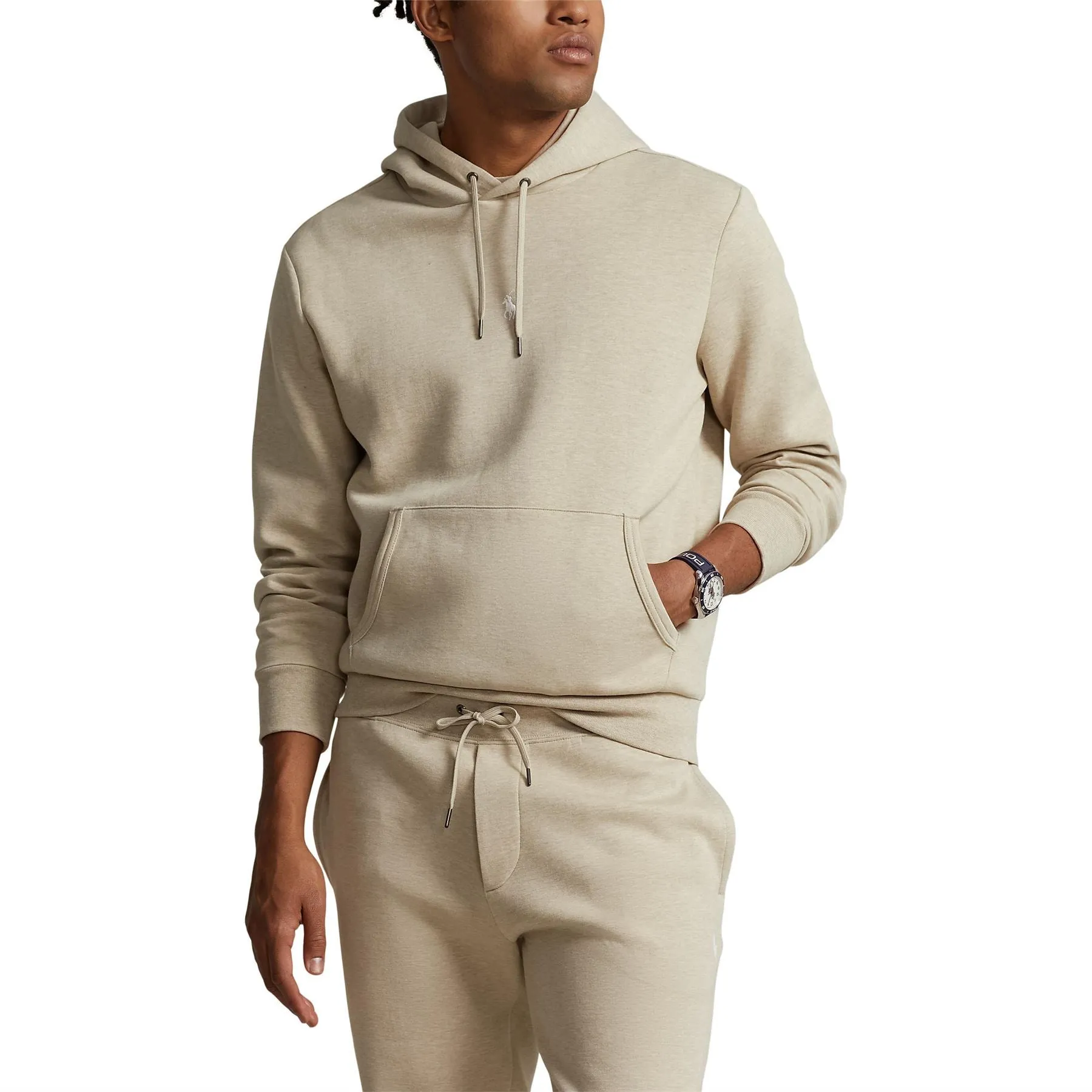 Polo Golf Double Knit Cotton Hoodie Sand Heather - AW23