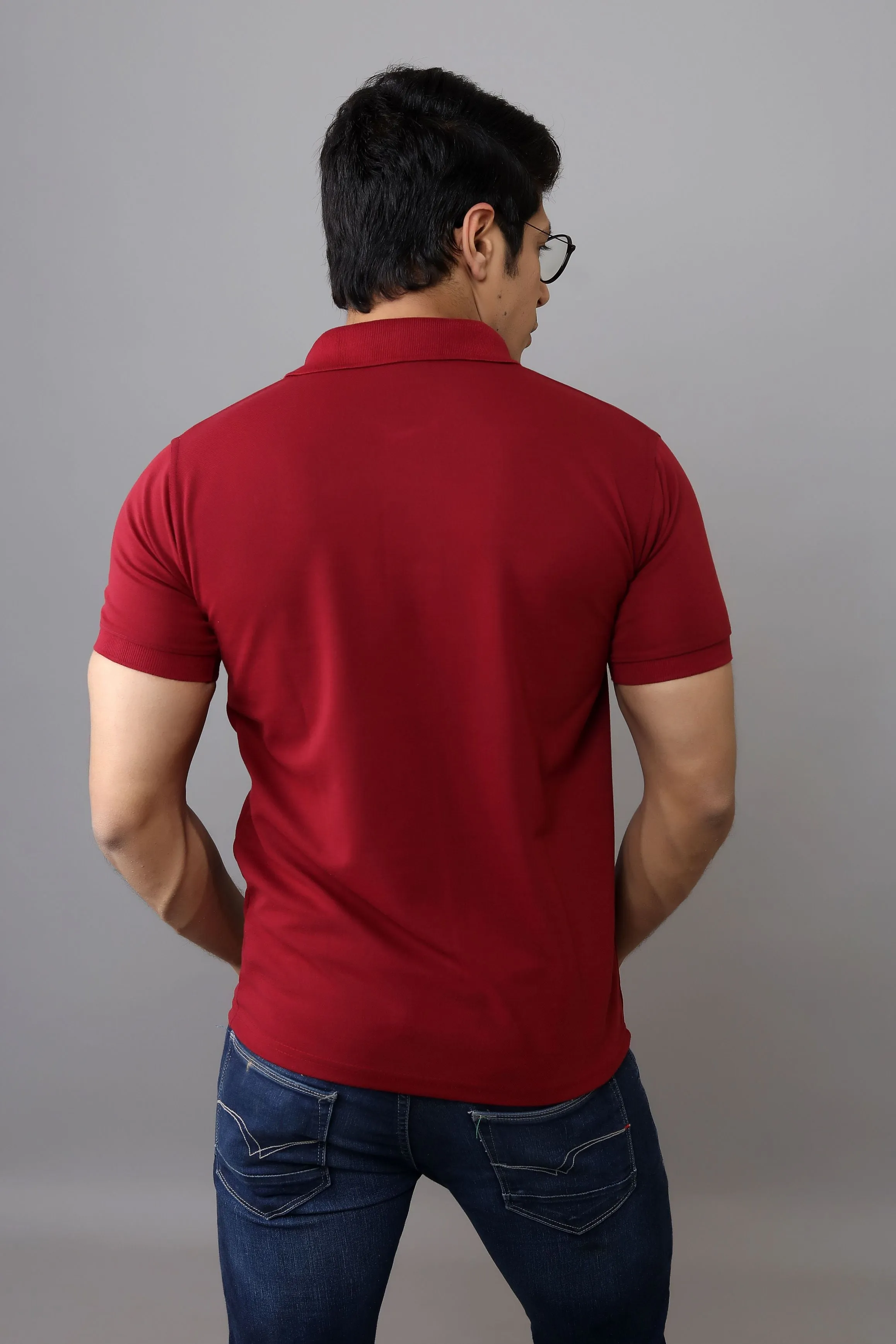 Polo T Shirts - Men Mehroon Solid Polo Collar T-shirt