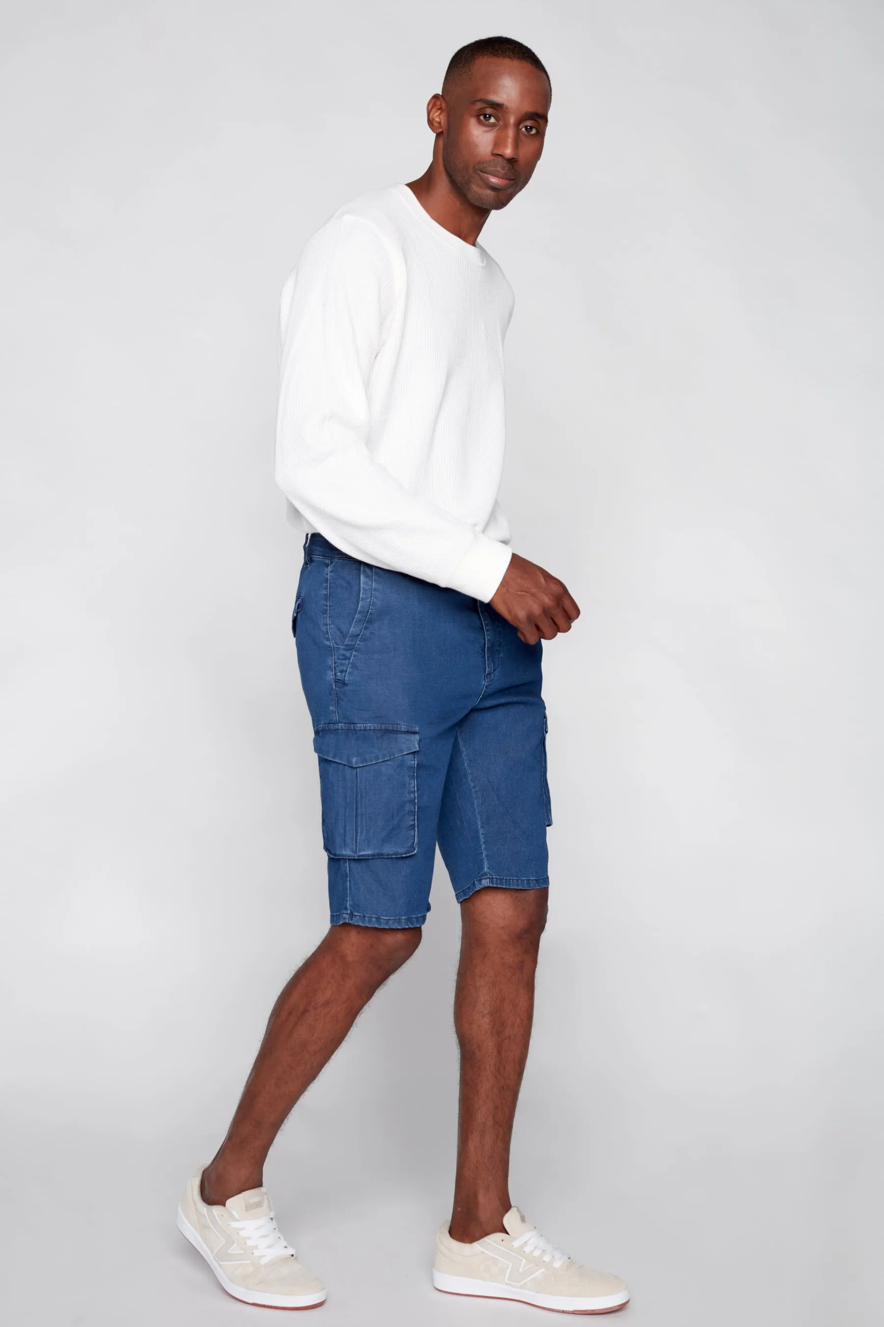 PRESLEY - Zip Front Cargo Shorts - Indigo