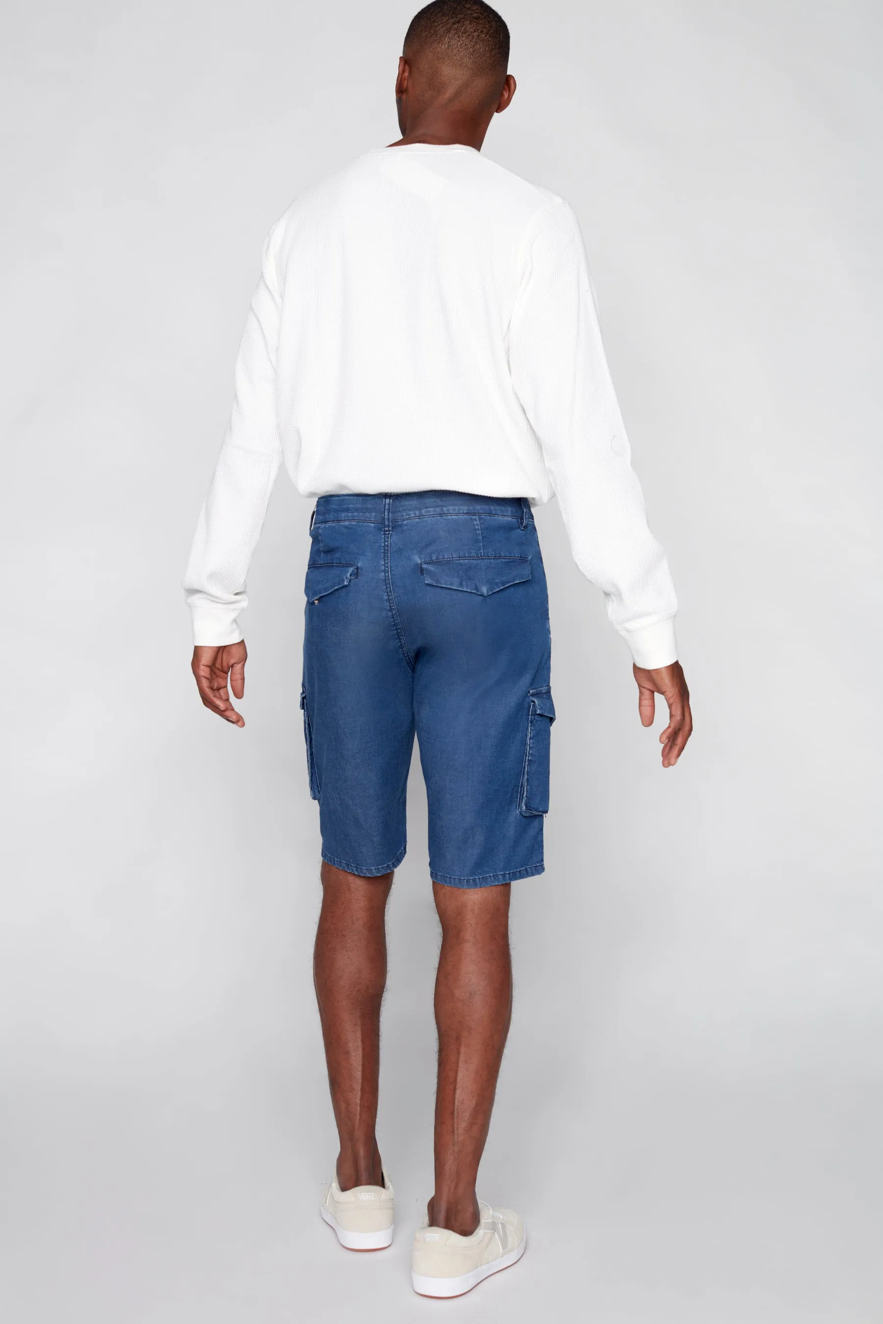 PRESLEY - Zip Front Cargo Shorts - Indigo